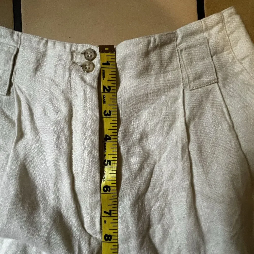 Vintage ILGWU Linen Pants Wide Leg 8 Cream Wide Leg Coastal Casual Office Summer